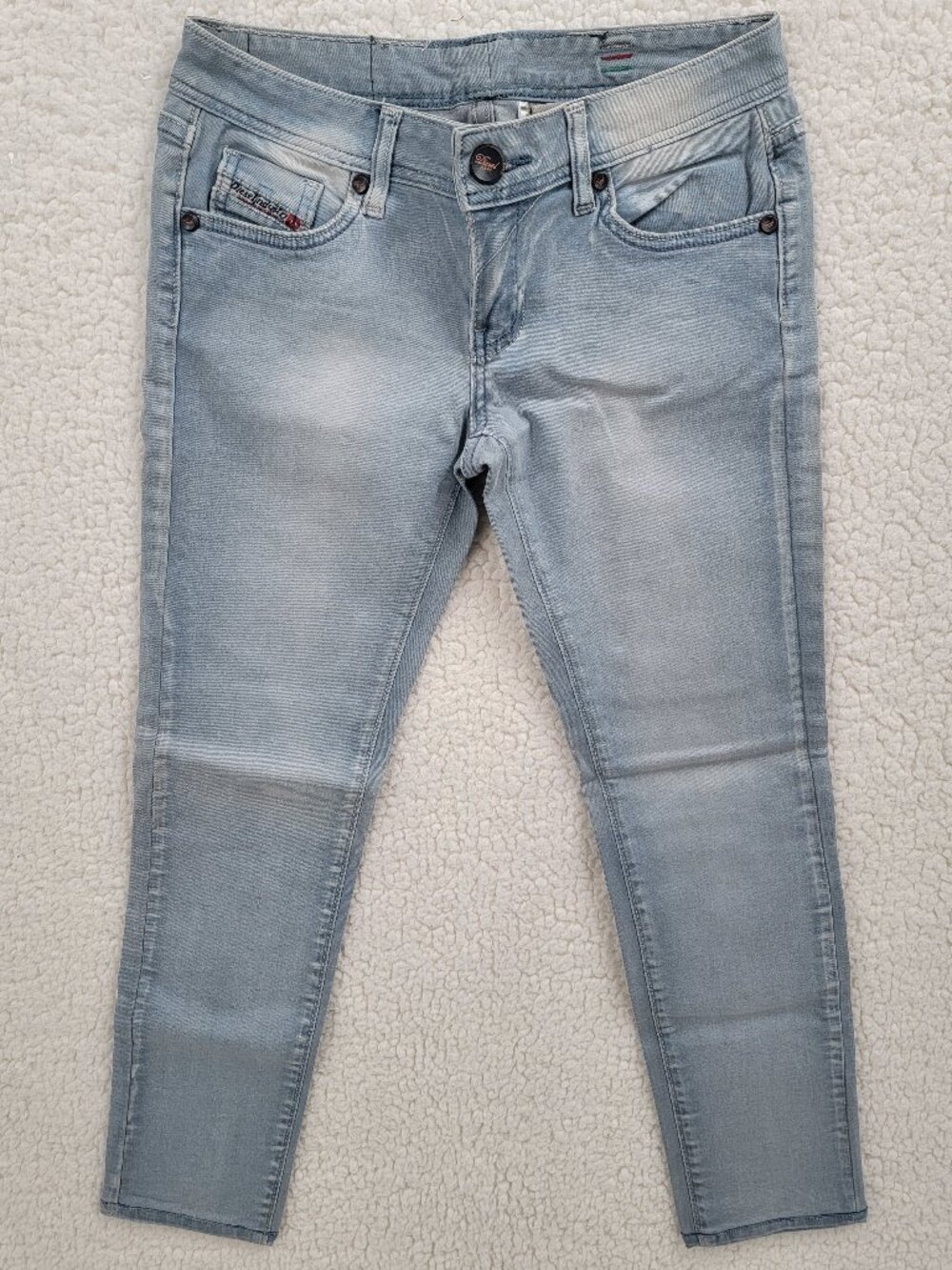 Diesel Skinny Jeans Light Wash Blue Denim Made In Italy 100% Cotton Sz 26x28